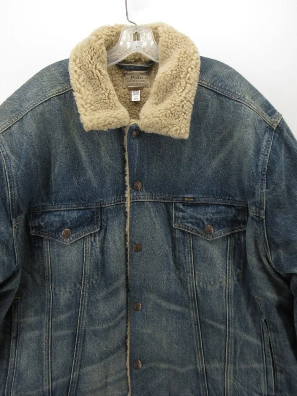 Polo Ralph Lauren Jacket 2XB Big Trucker Sherpa Lined USA Flag Denim
